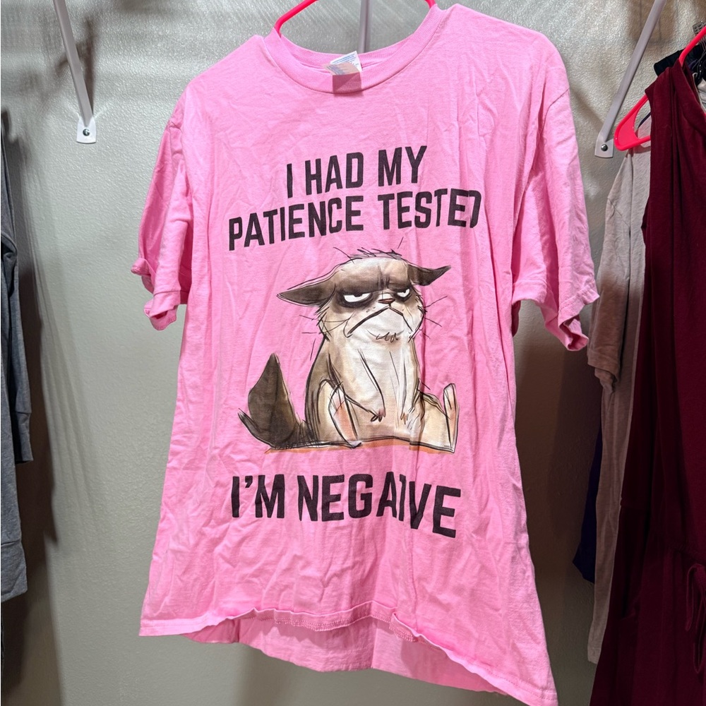 Port and Company Pink Graphic Tee - Grumpy Cat